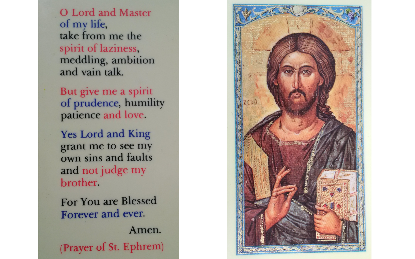 Prayer of St. Ephrem with Icon of Jesus Christ